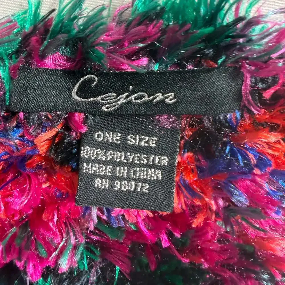Vintage Y2K Cejon Multi Color Shaggy Yarn Oblong Scarf